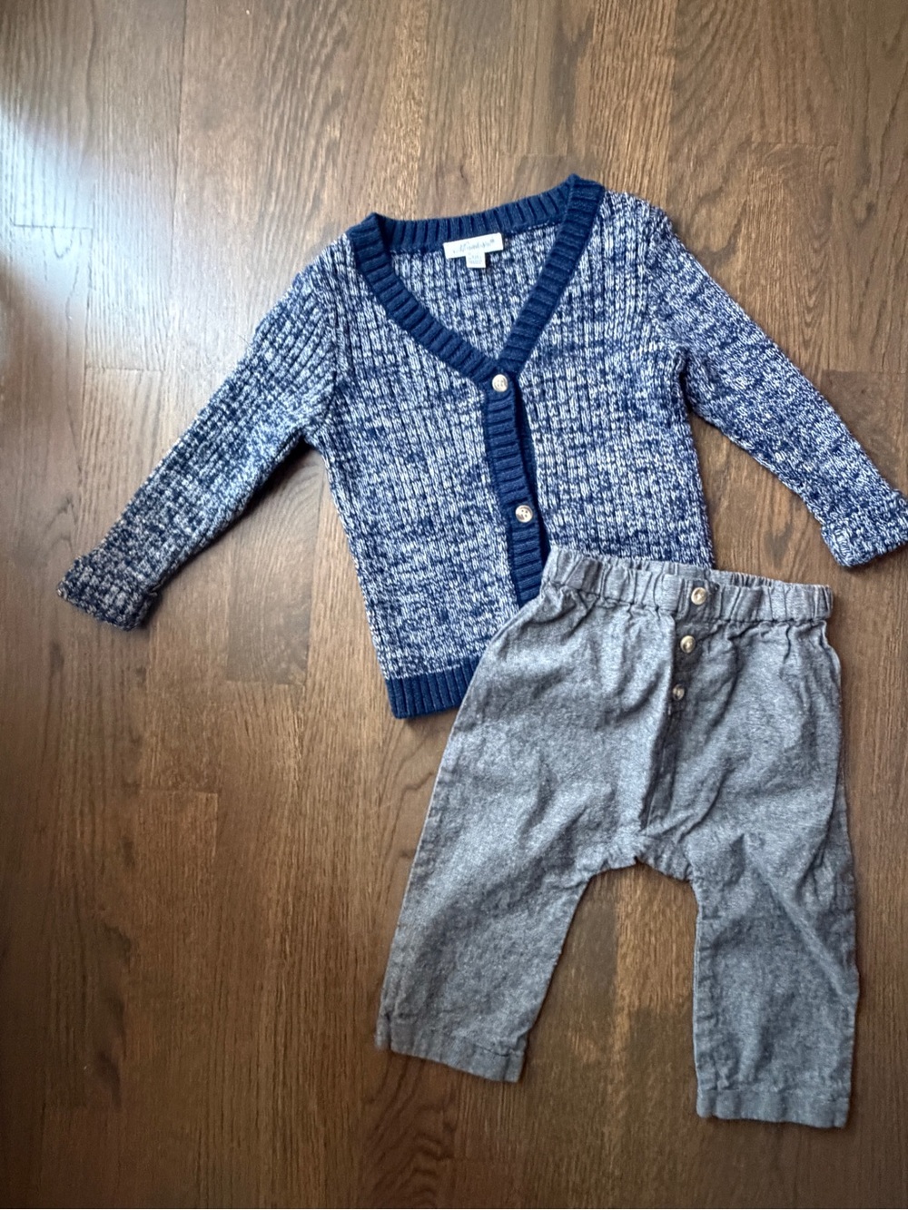 Miniclasix Blue Marled Knit Cardigan for Kids - Lightweight V-Neck